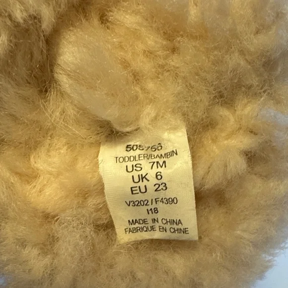 Lands' End Tan Kids Slippers with Faux Fur - Picture 4 of 4